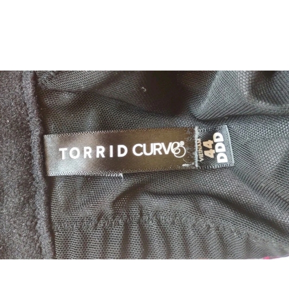 Torrid Curve Floral Bra Size 44DDD Black Pink 360 Back Smooth Wirefree - Picture 7 of 8